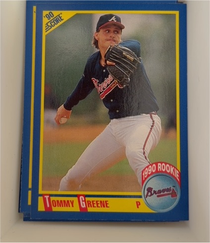 1990 Score #640 Tommy Greene Rookie Card Atlanta Braves — front