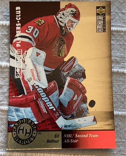 1995-96 Upper Deck Collector's Choice Hardware Heroes #387 Ed Belfour — front
