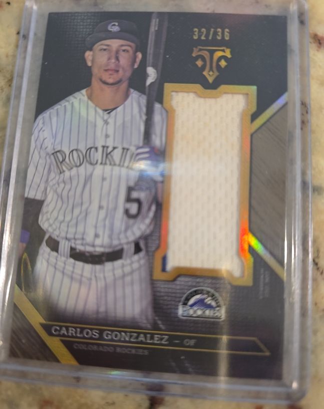 2016 Topps Triple Threads Unity Single Jumbo Relics #UJR-CGZ Carlos Gonzalez — front