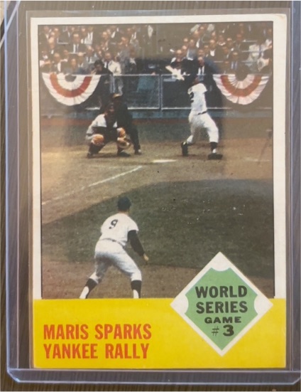 1963 Topps #144 Roger Maris Sparks Yankee Rally — front