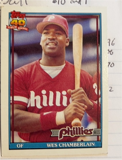 1991 Topps #603 Wes Chamberlain — front