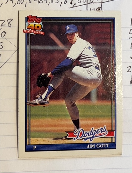 1991 Topps #606 Jim Gott — front