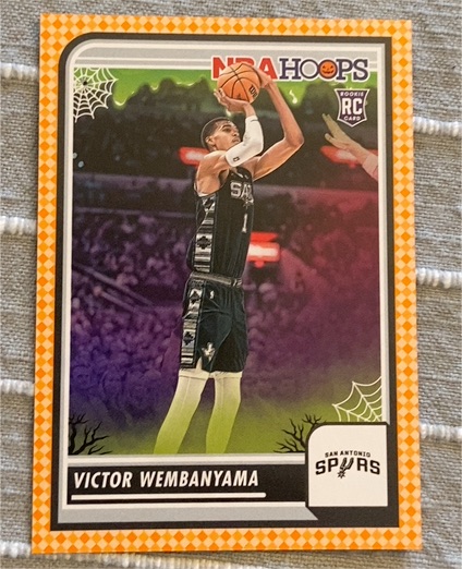 2023-24 Panini Haunted Hoops #108 Victor Wembanyama Orange Parallel Rookie Card — front