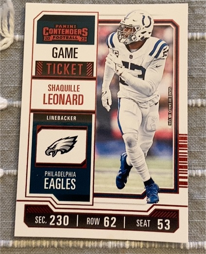 2023 Panini Contenders Game Ticket #45 Shaquille Leonard — front