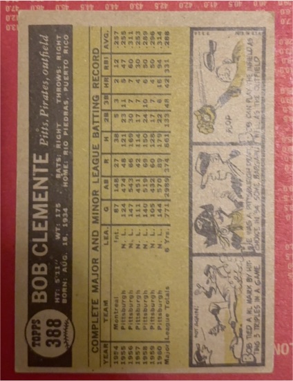 1961 Topps #388 Bob Clemente — front