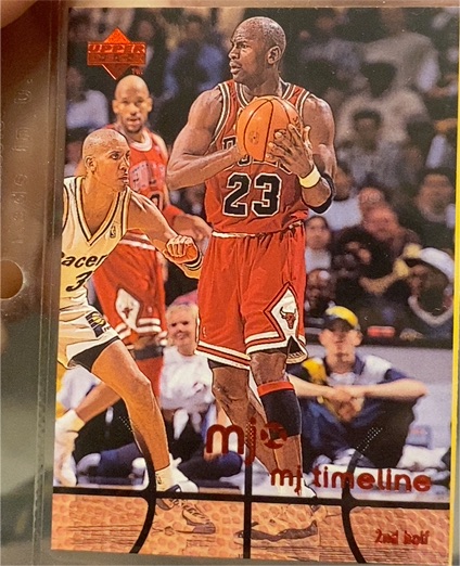 1998 Upper Deck MJx #105 Michael Jordan/Timeline 2nd Half — front