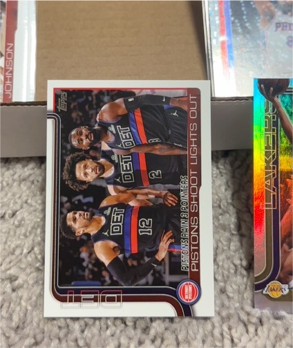 2025-26 Topps #279 Pistons Rain 3 Pointers: Pistons Shoot Lights Out — front