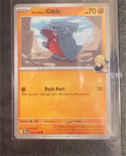 2025 Pokémon #102 Gible Cynthia's Gible — front