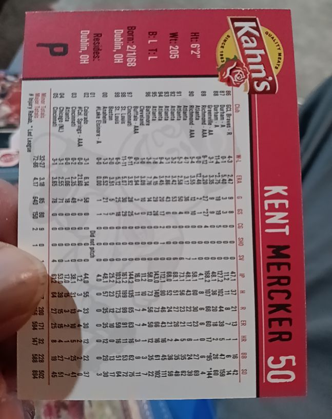 1990 Topps #50 Kent Mercker — front