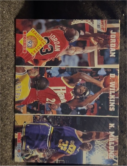 1993-94 Skybox NBA Hoops #283 League Leaders Scoring Michael Jordan / Dominique Wilkins / Karl Malone — front