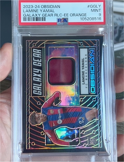 2023-24 Panini Obsidian #GGLY Lamine Yamal Galaxy Gear Orange — front
