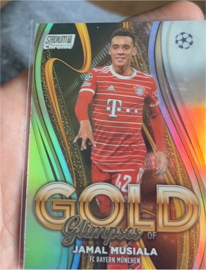 2022-23 Topps Stadium Club Chrome UEFA #GG-JM Jamal Musiala Glimpses of Gold — front