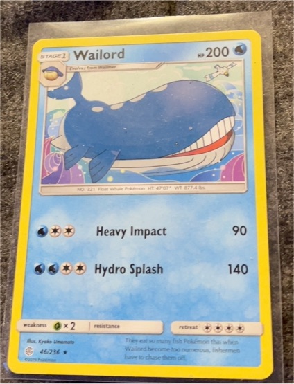2019 Pokemon Sun & Moon Cosmic Eclipse #46 Wailord — front