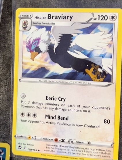 2022 Pokemon SWSH12: Silver Tempest #149 Hisuian Braviary — front