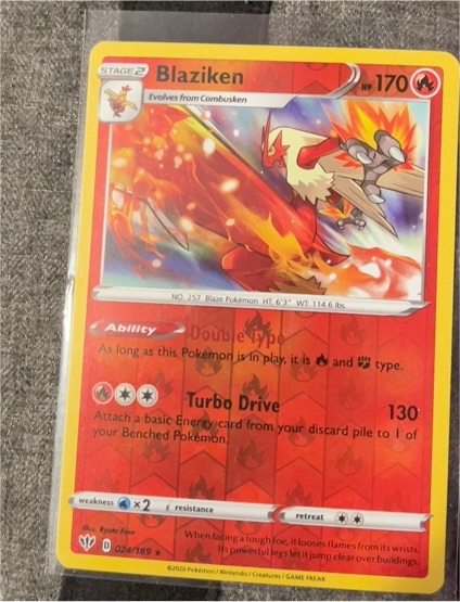 2020 Pokémon SWSH03: Darkness Ablaze #024 Blaziken — front