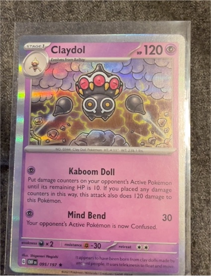 2022 Pokémon Scarlet & Violet SV03: Obsidian Flames #095 Claydol — front