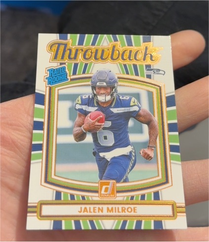 2025 Panini Donruss #18 Jalen Milroe Rated Rookie Throwback Seahawks — front