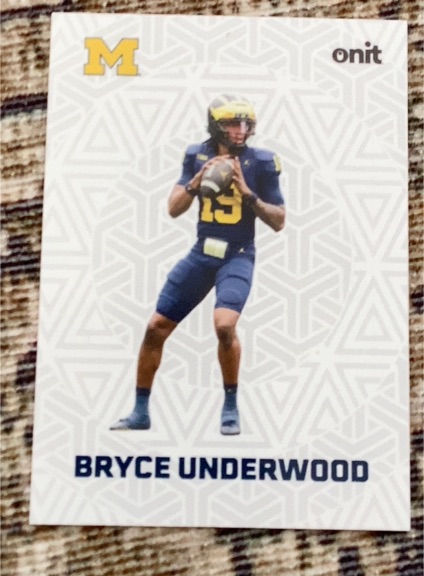 2025 Onit #F-18 Bryce Underwood Michigan Wolverines Football Fusion White Insert — front
