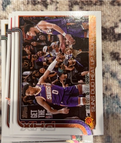 2025-26 Topps #294 Heat Check! Suns Duo Heat Up Scoreboard Devin Booker — front