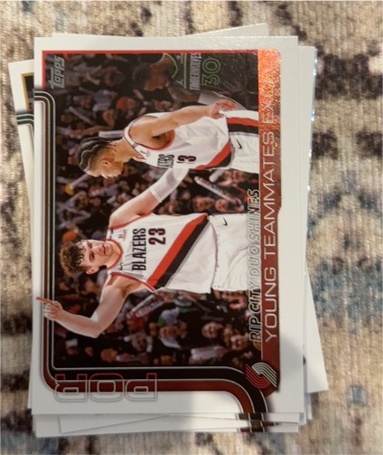 2025-26 Topps #289 Rip City Duo Shines: Young Teammates Excel Shaedon Sharpe, Donovan Clingan — front