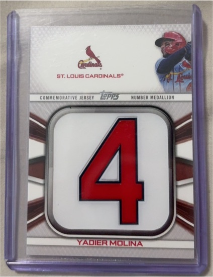 2022 Topps Series 1 Jersey Number Medallion Commemorative Relics #JNM-YM Yadier Molina — front