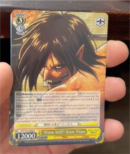 2021 Weiss Schwarz AOT/S35-006 *Firm Will* Eren Titan — front