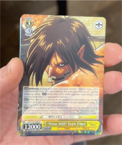 Weiss Schwarz "Firm Will" Eren Titan AOT/S35-E008 R — front
