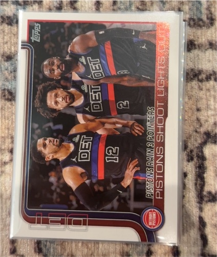 2025-26 Topps #279 Pistons Rain 3 Pointers: Pistons Shoot Lights Out — front