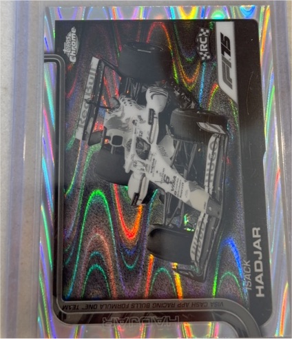 2025 Topps Chrome Formula 1 #84 Isack Hadjar Black & White Raywave Refractor — front