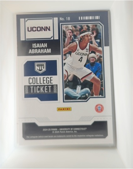 2024-25 Panini NIL College Ticket #18 Isaiah Abraham — front