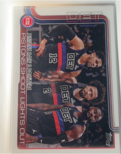 2025-26 Topps #279 Pistons Rain 3 Pointers: Pistons Shoot Lights Out — front