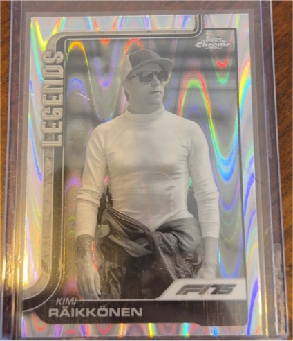 2025 Topps Chrome Formula 1 #157 Kimi Raikkonen F1 Legends Black & White RayWave — front