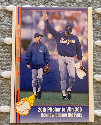 1991 Pacific #67 Nolan Ryan Texas Rangers 20th Pitcher to Win 300 - Acknowledging the Fans — front