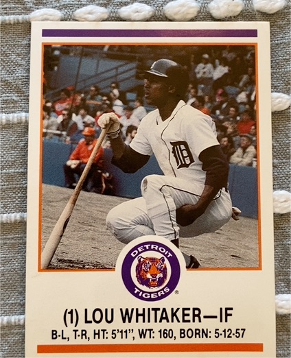 1989 Detroit Tigers Police #1 Lou Whitaker — front