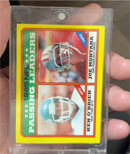 1986 Topps #225 Joe Montana / Ken O'Brien Passing Leaders — front