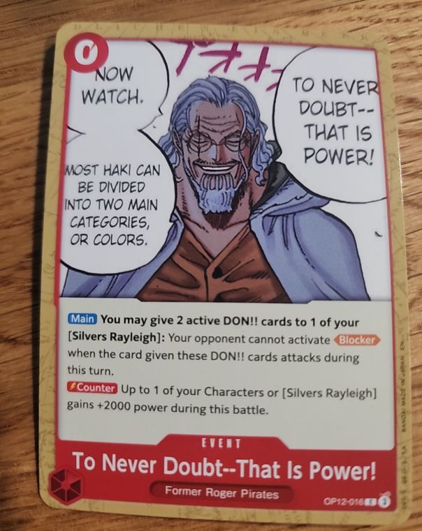 2025 One Piece Legacy of the Master #OP12-016 To Never Doubt--That Is Power! — front