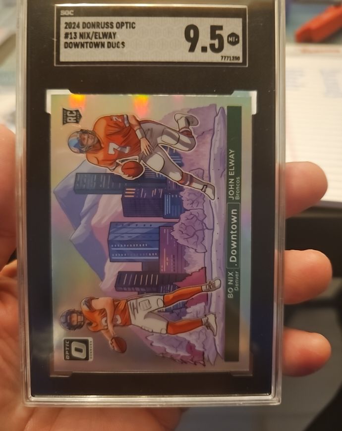 2024 Panini Donruss Optic #13 Bo Nix / John Elway Downtown Duos — front