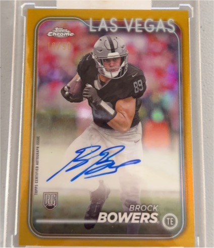 2024 Topps Chrome #RA-BBO Brock Bowers Rookie Autographs Las Vegas Raiders — front