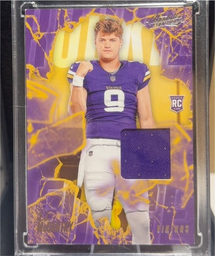 2024 Panini Absolute #RF-JMY J.J. McCarthy Rookie Force Patch — front