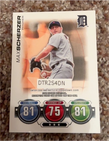 2010 Topps Attax #NNO Max Scherzer — front