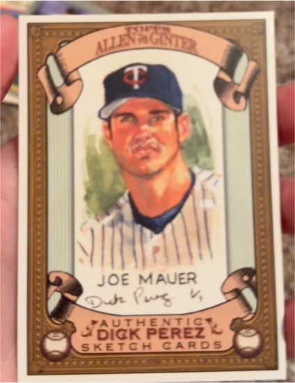 2007 Topps Allen & Ginter #17 Joe Mauer Dick Perez Sketches — front