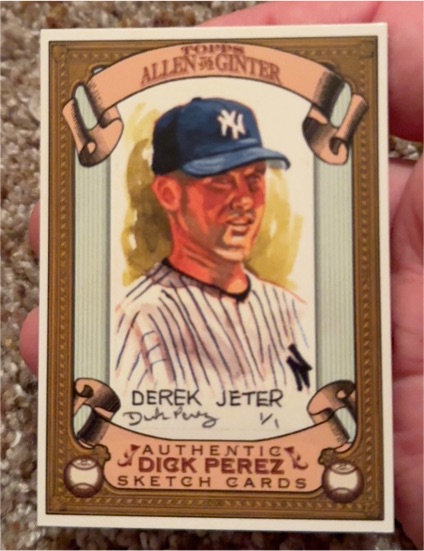 2007 Topps Allen & Ginter #19 Derek Jeter Dick Perez Sketch Card — front