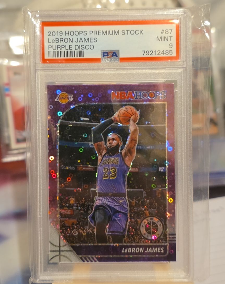 2019 Hoops Premium Stock #87 LeBron James Purple Disco — front