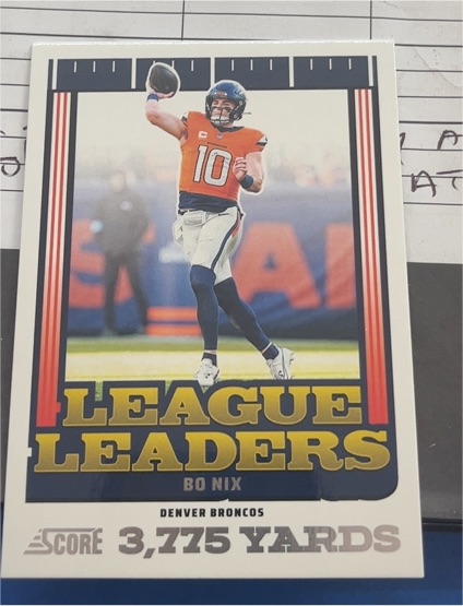 2025 Panini Score #11 Bo Nix League Leaders — front
