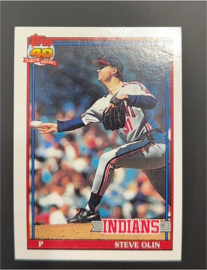 1991 Topps #696 Steve Olin — front