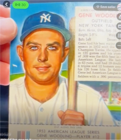 1953 Red Man Tobacco AL #12 Gene Woodling — front