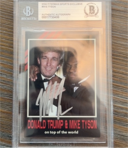 2024 Fiterman Sports Exclusive Mike Tyson & Donald Trump Autograph Card — front