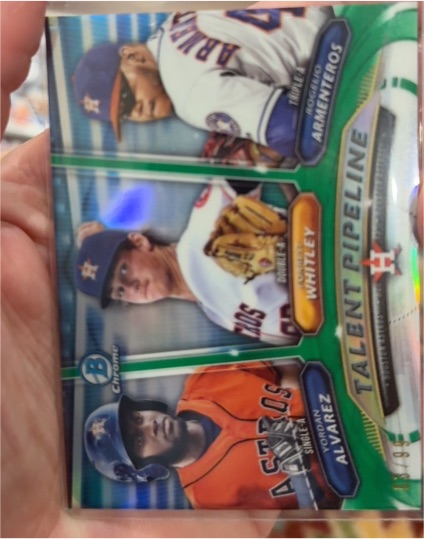 2018 Bowman Chrome #TP-HOU Yordan Alvarez / Forrest Whitley / Abraham Almonte — front