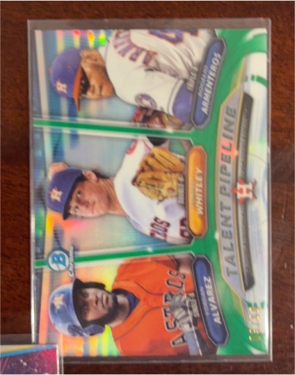 2018 Bowman Chrome Talent Pipeline #TP-HOU Yordan Alvarez Forrest Whitley Ryan Mountcastle — front