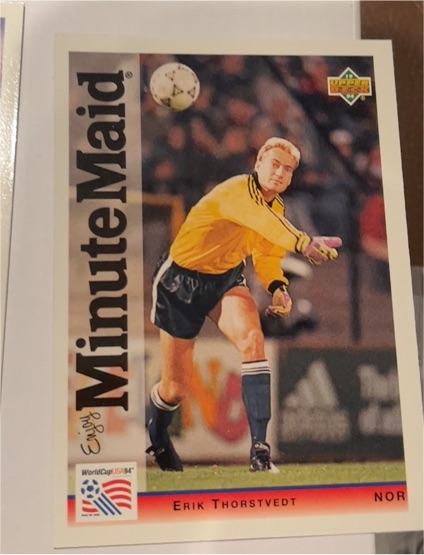 1994 Upper Deck Minute Maid World Cup #23 Erik Thorstvedt — front